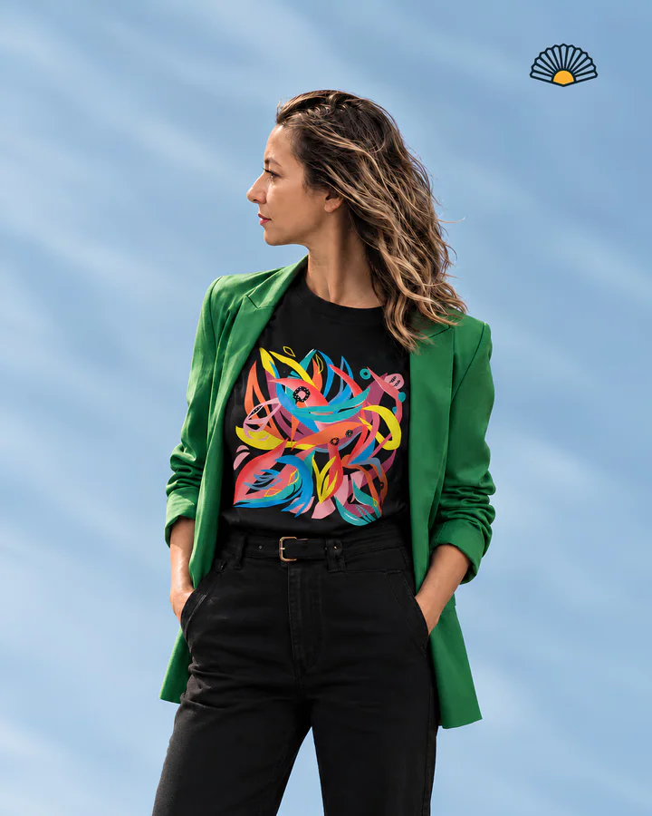 Slide 2 of 2 of the carousel “Yas Cohen’s print on a black T-shirt”